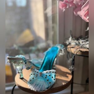 Custom OOAK hand-adorned Princess Themed Slingback Statement Heel Sandal, Sz9/40